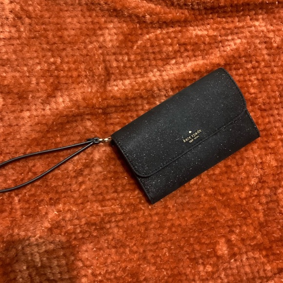 Kate Spade Black Glitter Tinsel Satchel & Phone Wallet - Picture 2 of 8